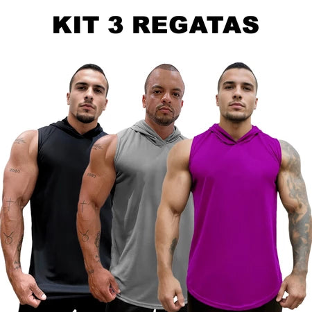 Kit 3 Regatas Dry Fit Ozlo® – Estilo e Secagem Rápida