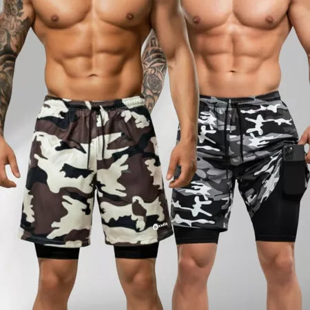 Kit 2 Shorts Camuflados Ozlo® – Compressão e Estilo