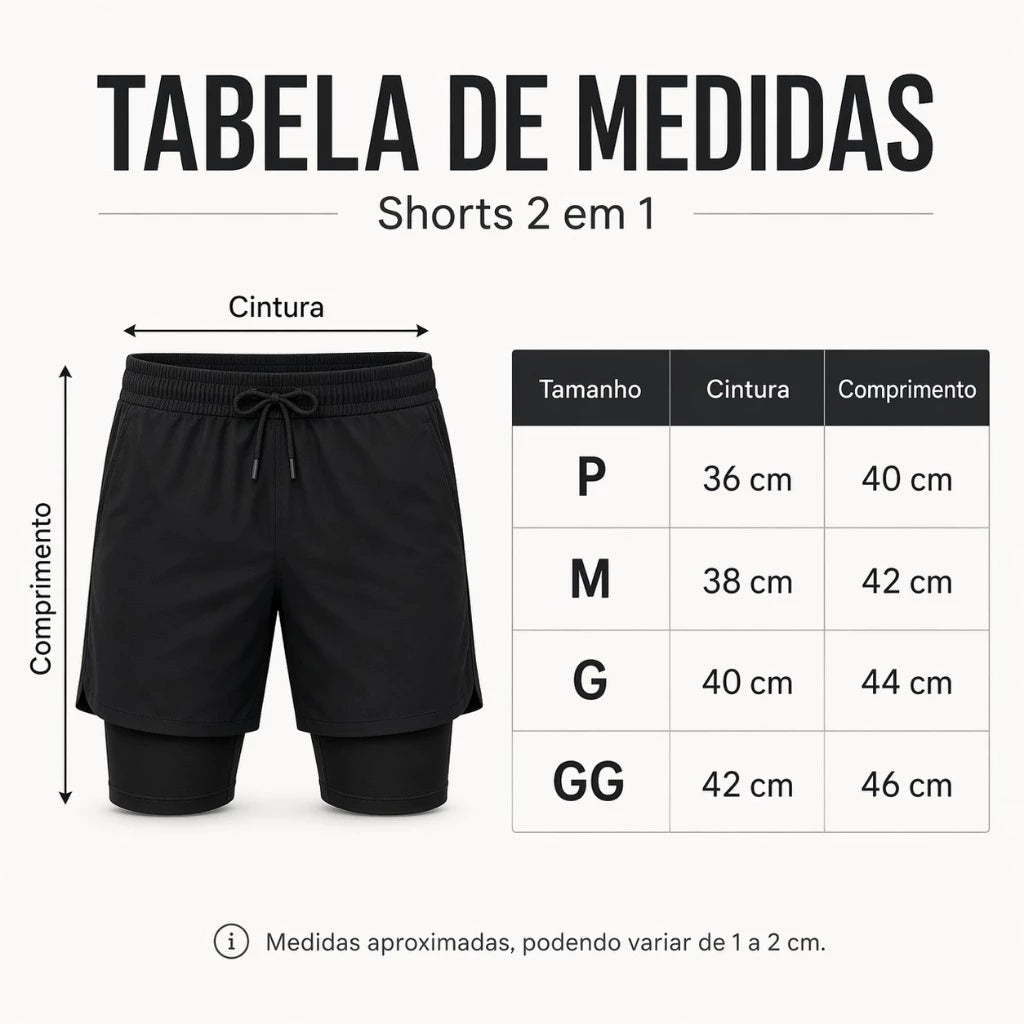 Kit 2 Shorts 2 em 1 Ozlo® – Suporte e Mobilidade