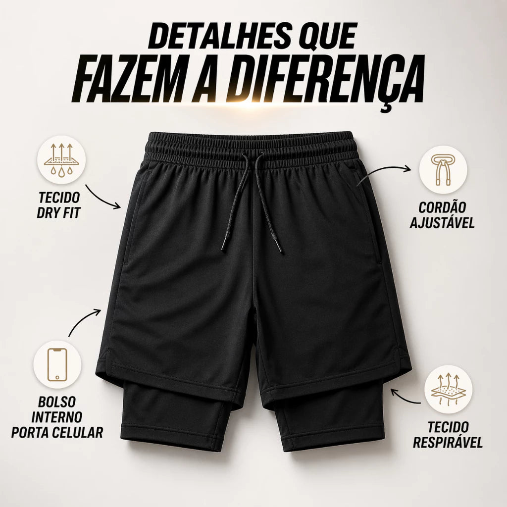 Kit 2 Shorts 2 em 1 Ozlo® – Suporte e Mobilidade