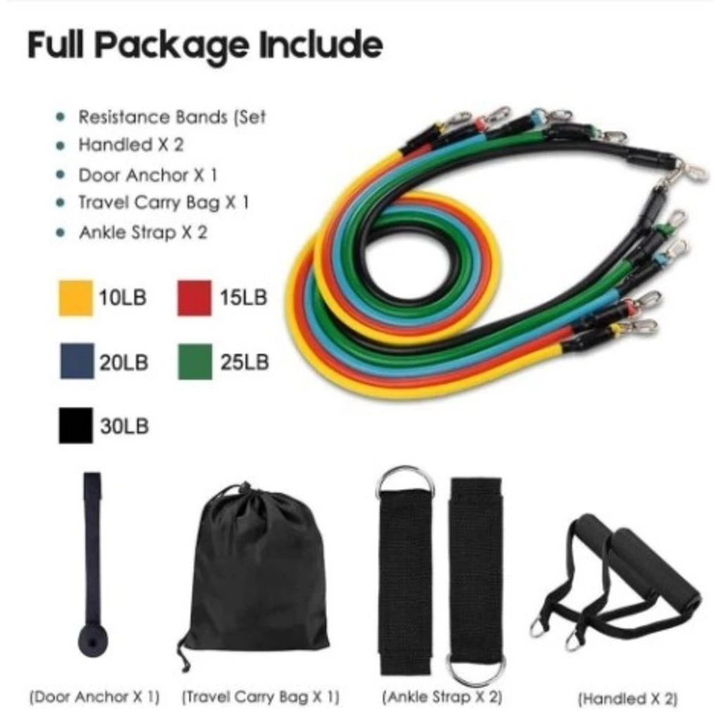 Kit Elásticos de Resistência Ozlo 16 Peças Treino Funcional