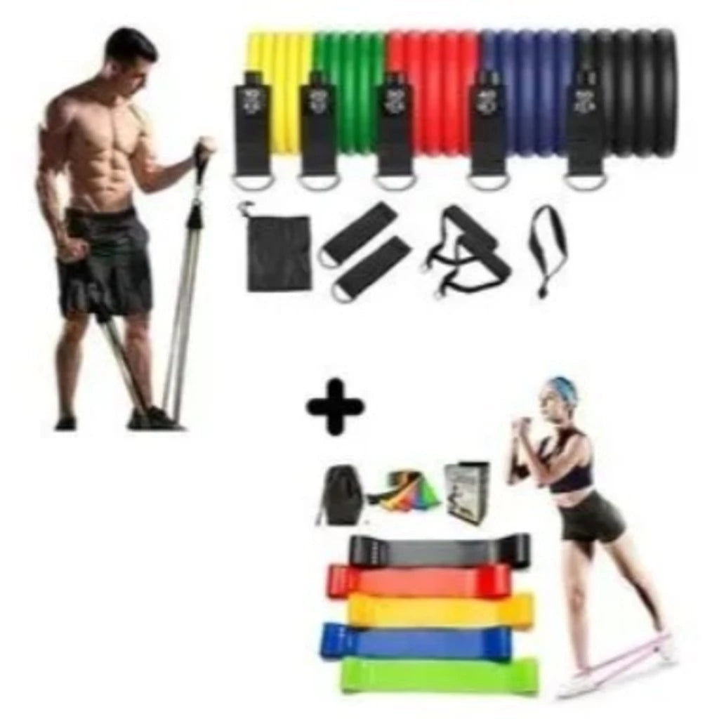 Kit Elásticos de Resistência Ozlo 16 Peças Treino Funcional