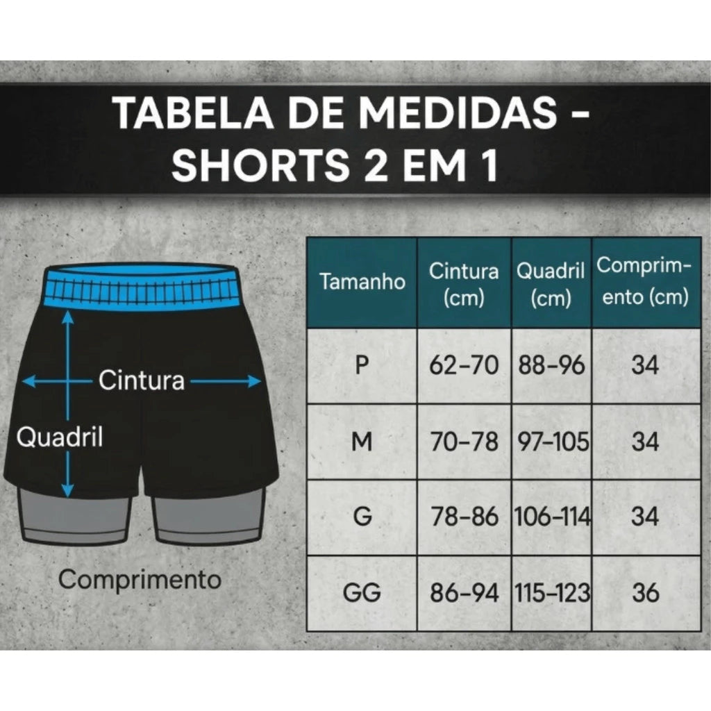 Short 2 em 1 Dry Fit Ozlo® – Compressão e Secagem Rápida
